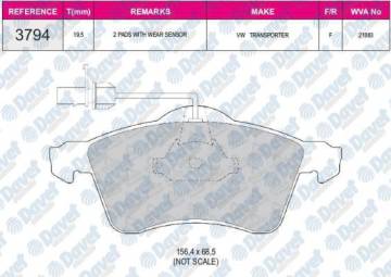 FREN BALATASI ON FISLI WVA 21883 VOLKSWAGEN TRANSPORTER T4 2.5 2.8